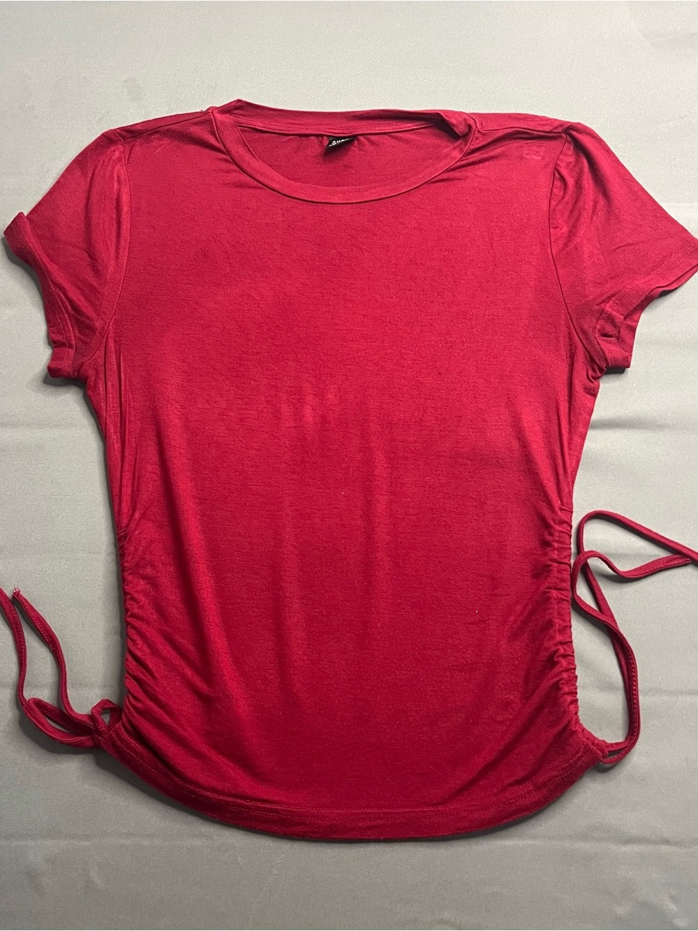 SHEIN Red Short Sleeve Side-Tie Tee